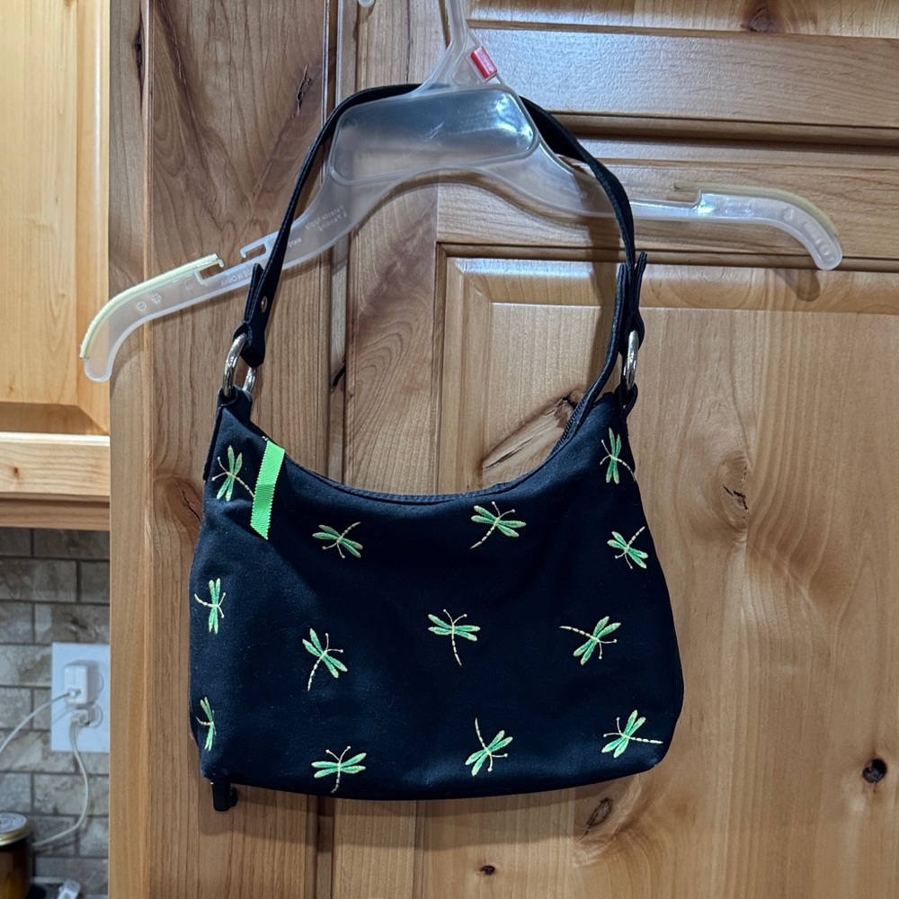Talbots Dragonfly Shoulder Bag Y2K Mini Purse Black Green Cute - Picture 2 of 8